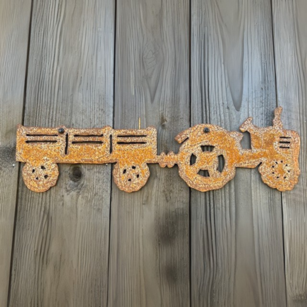 Traktor och vagn vägg rost